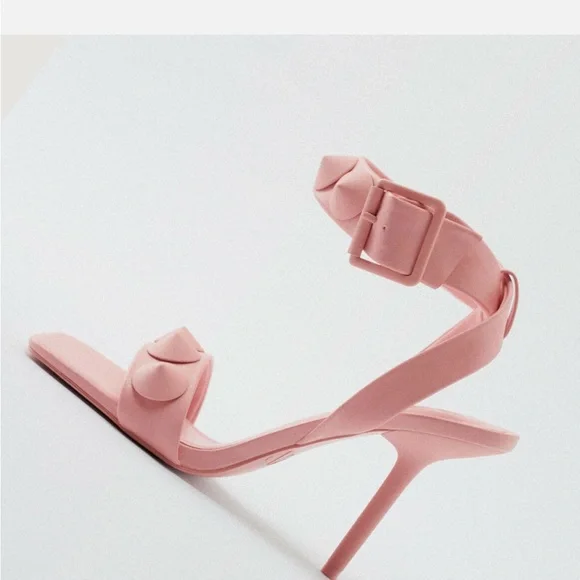 Zara Pink Stiletto Heels with Ankle Strap - Picture 2 of 7